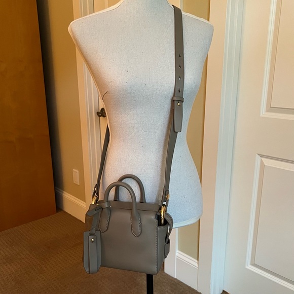 J Crew All Leather Harper Mini Satchel in rare Taupe color with crossbody strap - Picture 2 of 3